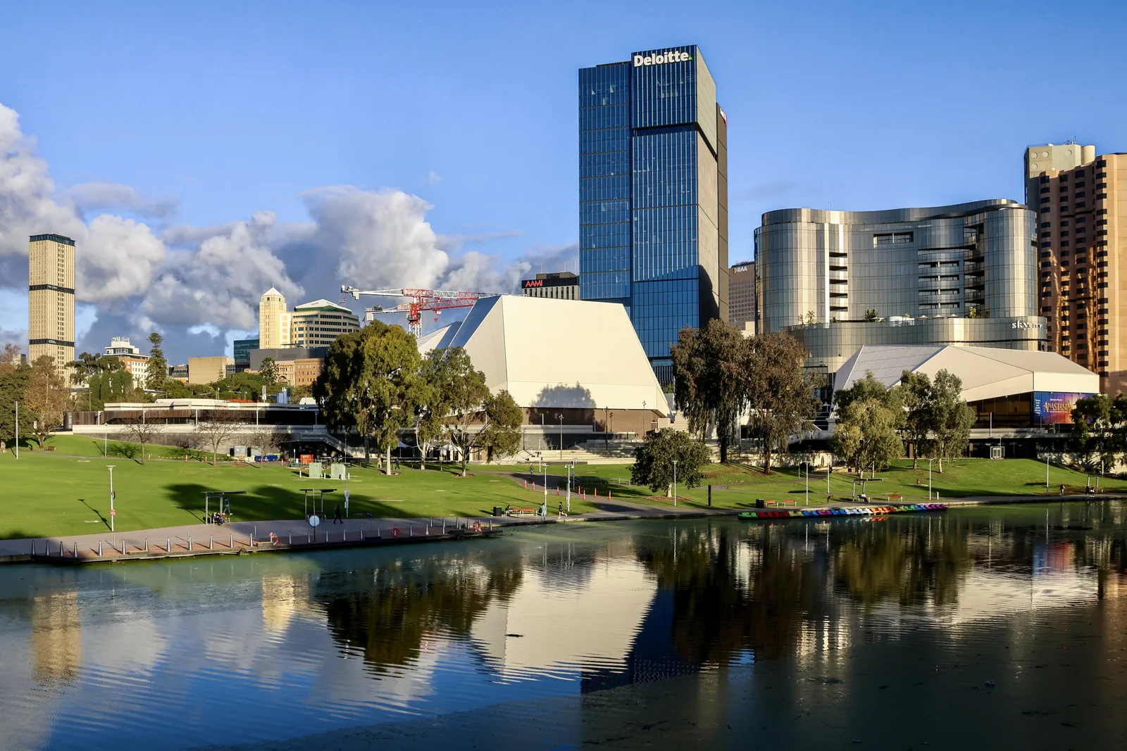 Adelaide skyline viewed across the River Torrens