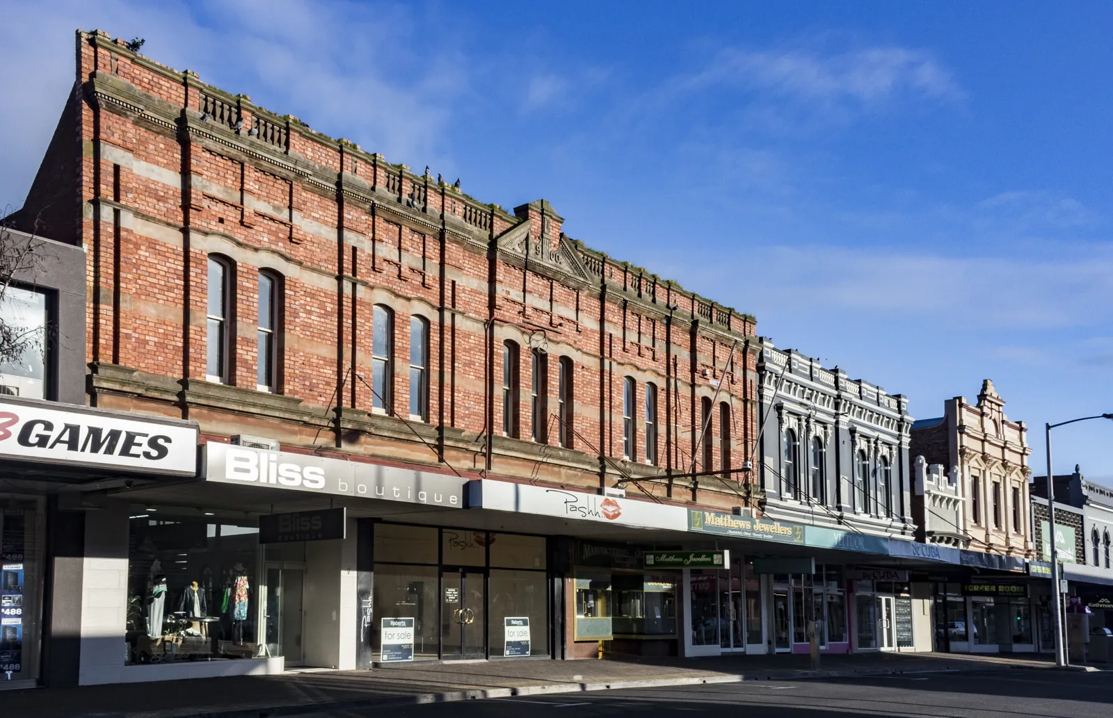 Rooke Street shopfronts in Devonport, Tasmania