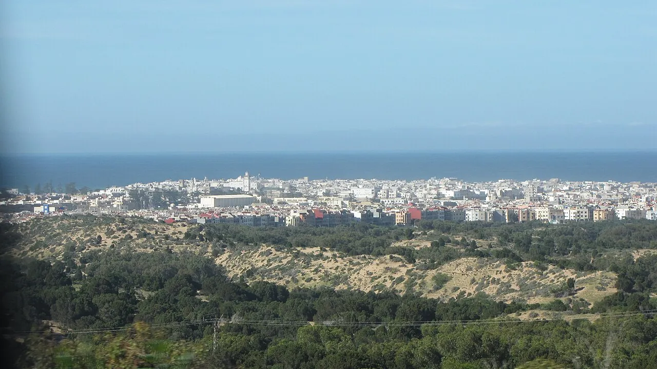 The fortified Atlantic coastal city of Essaouira seen from outside the medina
