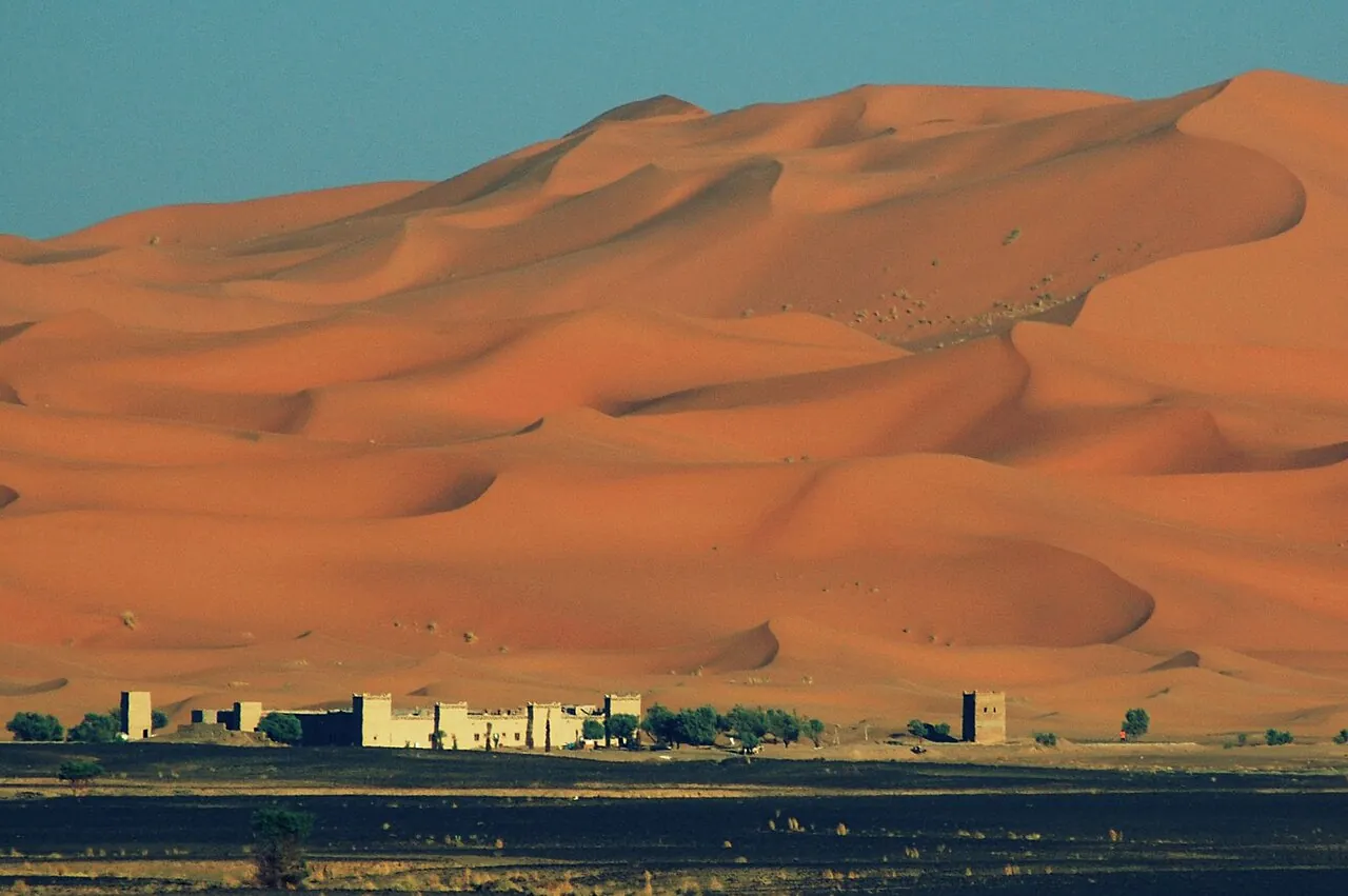 The dunes of Merzouga beside the Erg Chebbi landscape of Morocco