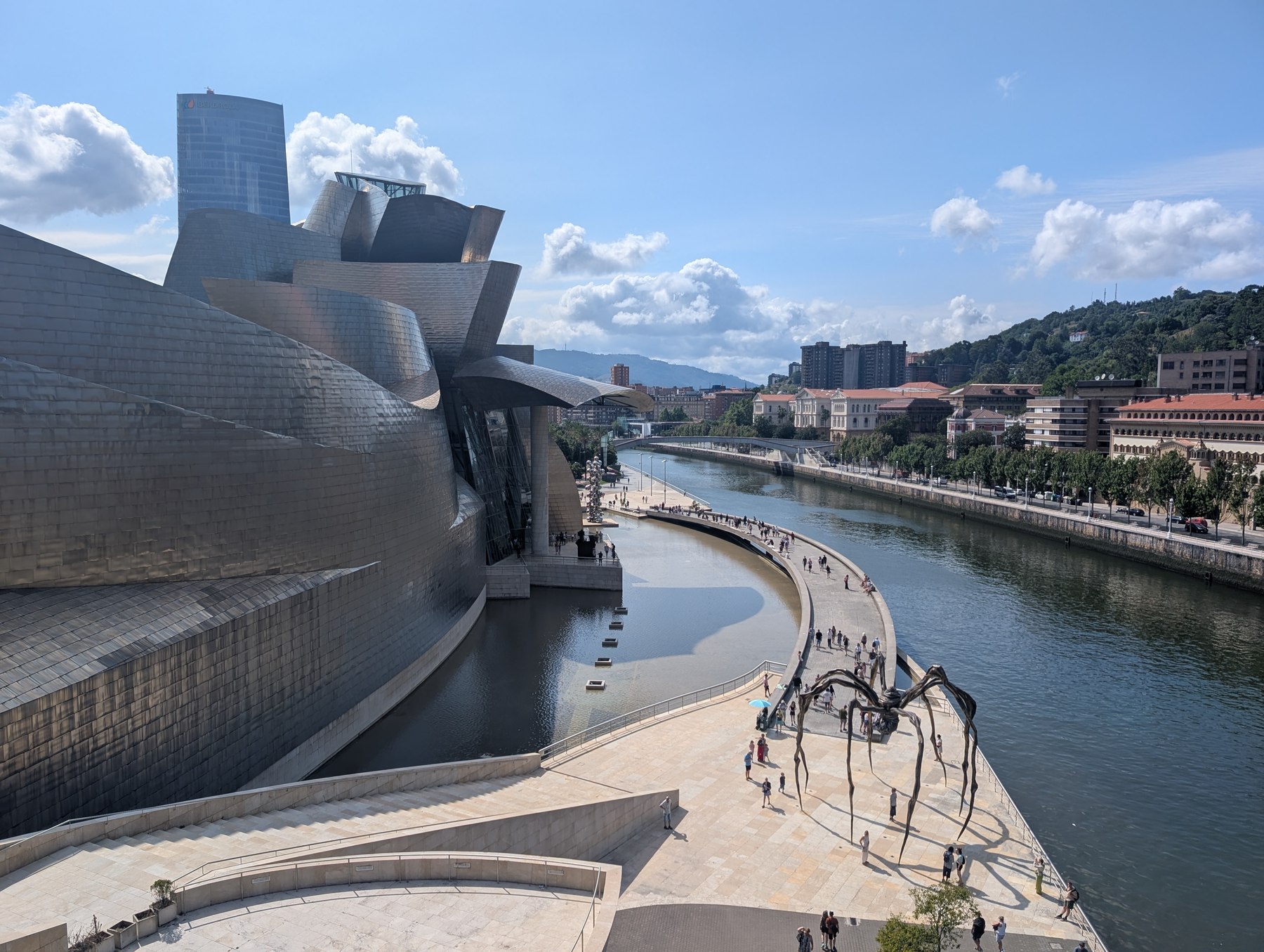 Guggenheim Museum Bilbao beside the Nervión River in Bilbao, Spain