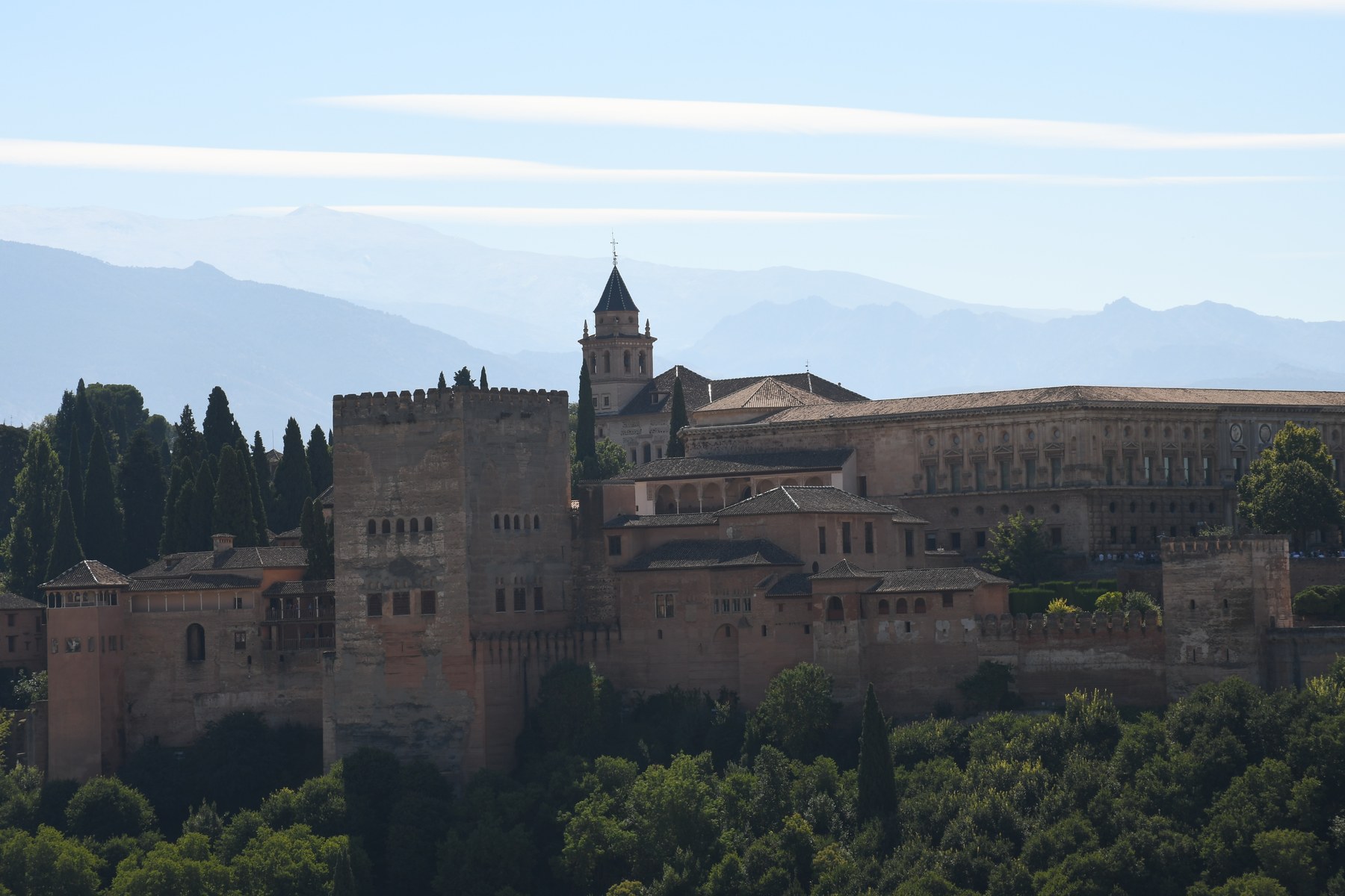 Alhambra in Granada viewed from Mirador de San Nicolás